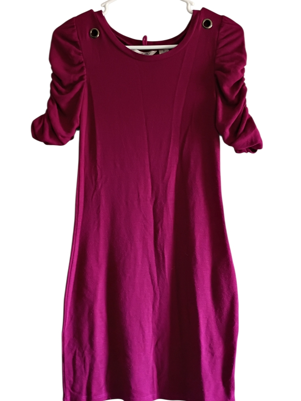 Derek Heart Magenta Stretch Dress with Grommet Detail